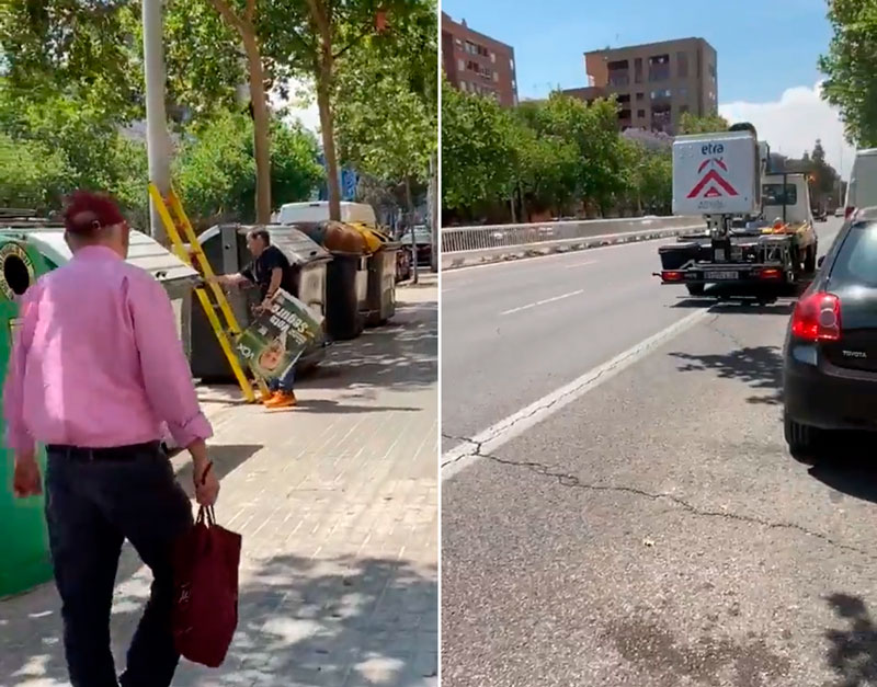 Graban a un supuesto empleado del Ayuntamiento de Valencia retirando carteles electorales de VOX