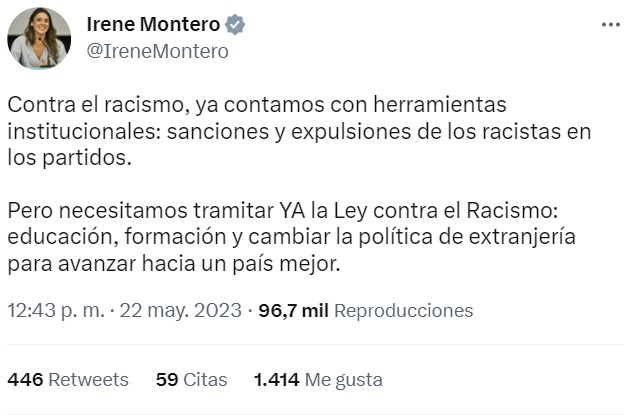 Irene Montero condena "rotundamente" las agresіones racіstas a Vinicius