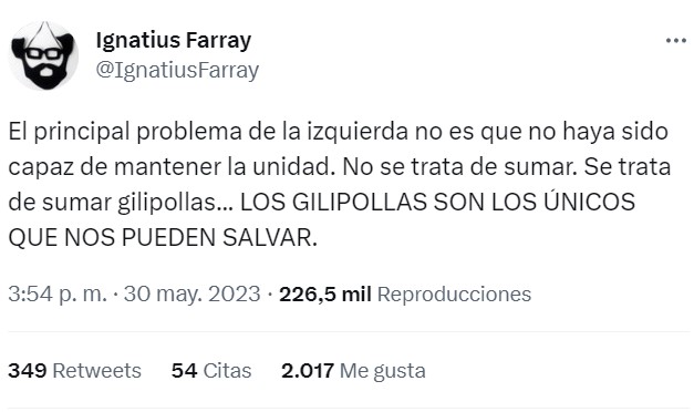 Da igual lo que haga la izquierda, ha educado a un votante tan utópicamente exigente con los demás, y tan poco consigo mismo, que nunca habrá un partido que cumpla sus expectativas para salir de la cama y votar