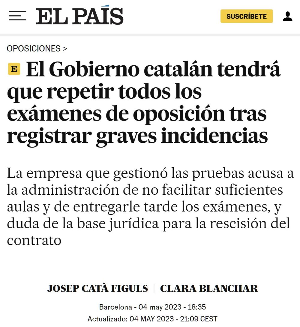 Cuando lo que se premia es ser un tramposo: se ven obligados a repetir exámenes de oposición en Cataluña porque la gente copió como le dio la gana.