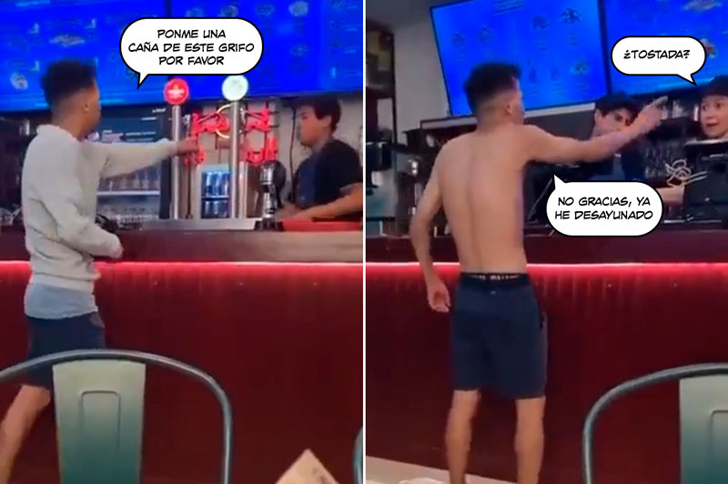Un cliente insatisfecho habla sosegadamente con un camarero en un restaurante de Burgos