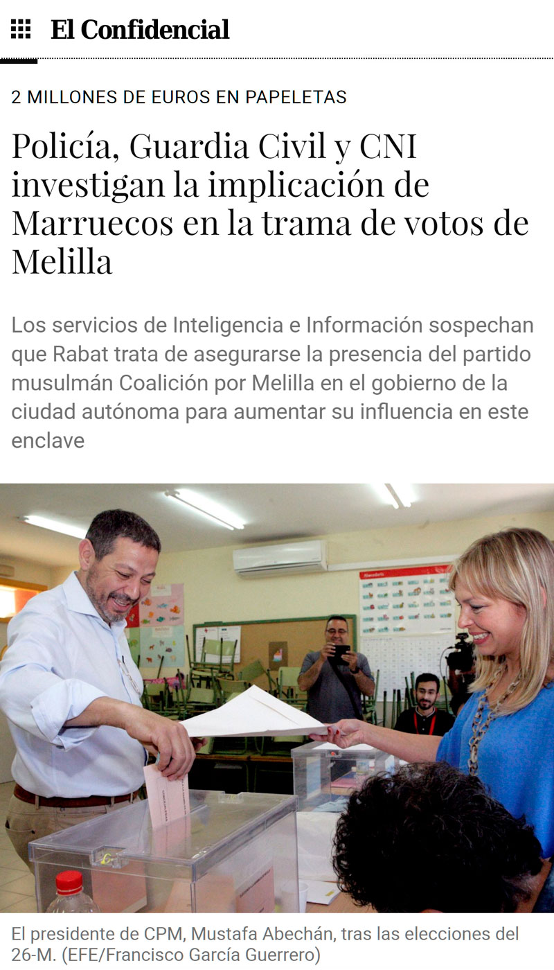 Sospecha sobre la implicación de Marruecos en la manipulación de las elecciones en Melilla.