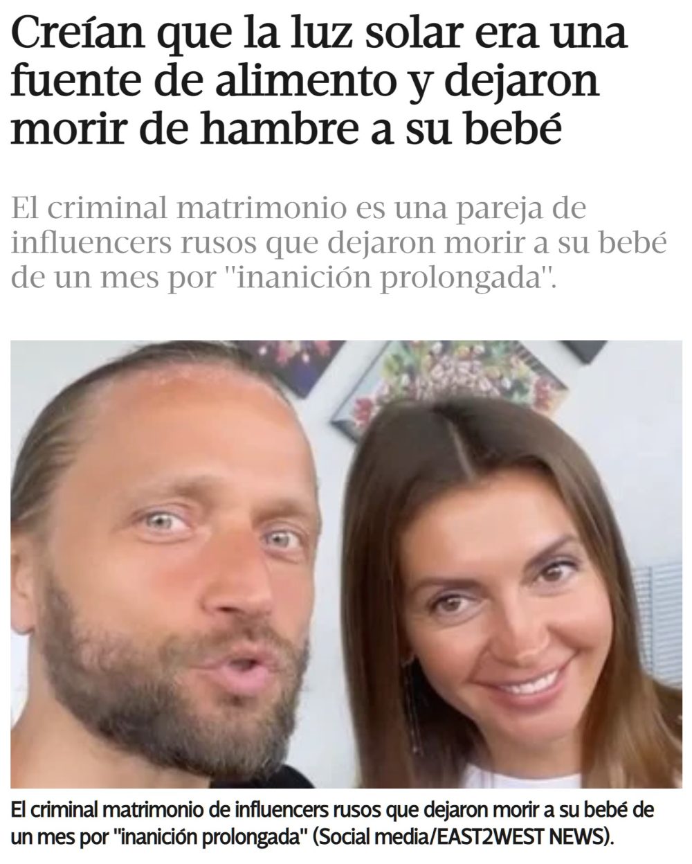 Dos influencers rusos le aplican la dieta de los fotones a su bebé (Sale mal)