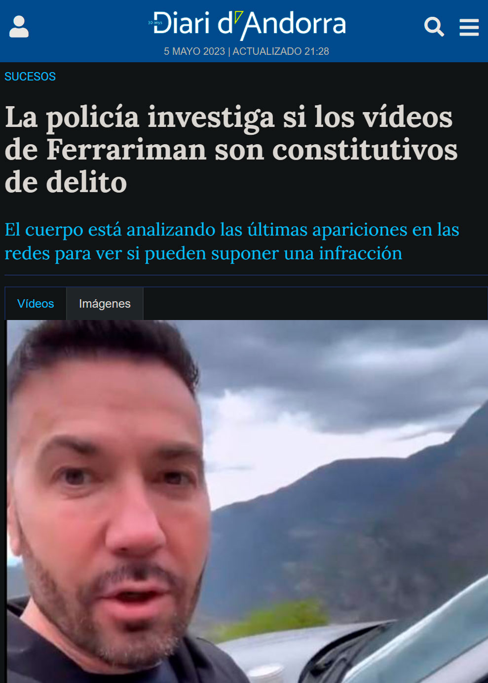 Investigan a "Ferrariman" un andorrano que 'bromeaba' con los ciclistas atropellados en uno de sus vídeos