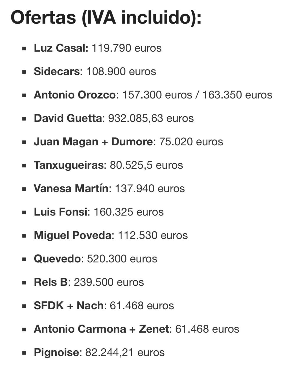 Estas son las ofertas que ha recibido el Ayuntamiento de Vigo para incluir en su programación musical de verano.