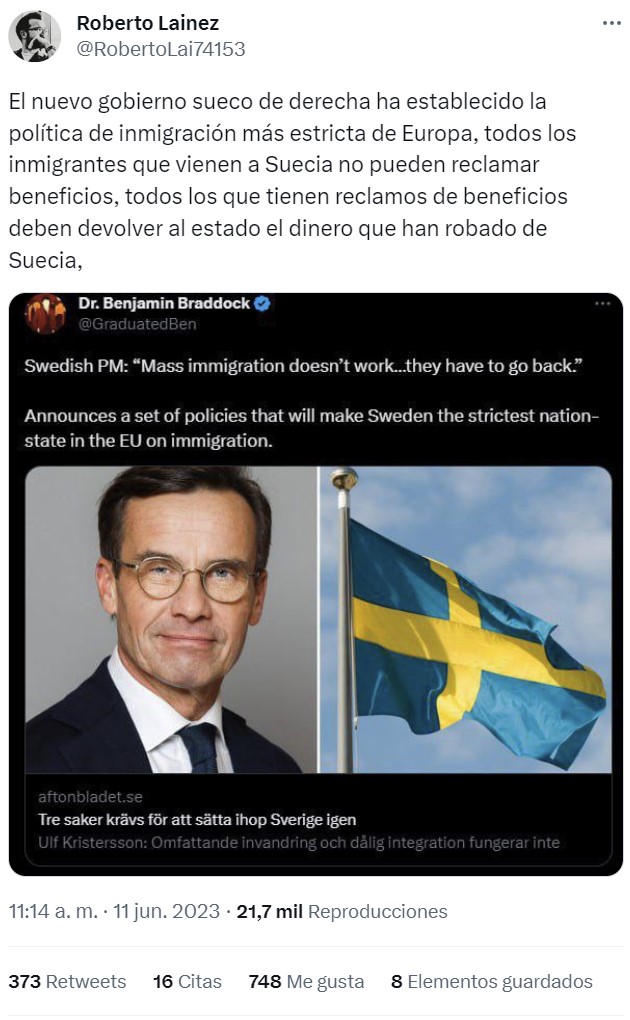 Suecia: después de abusar del buenismo durante época de vacas gordas, viene Paco con las rebajas.