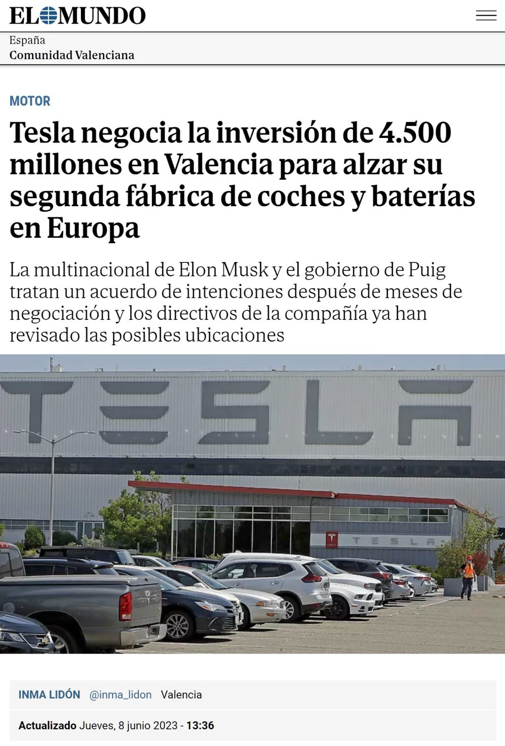Tesla podría abrir una gigafactoría en Valencia, posiblemente para fabricar el nuevo Model 2