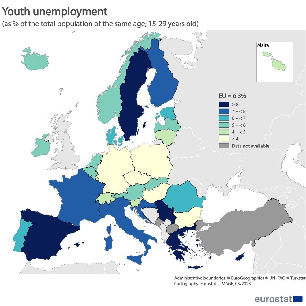 Tasa de desempleo en Europa (2022)