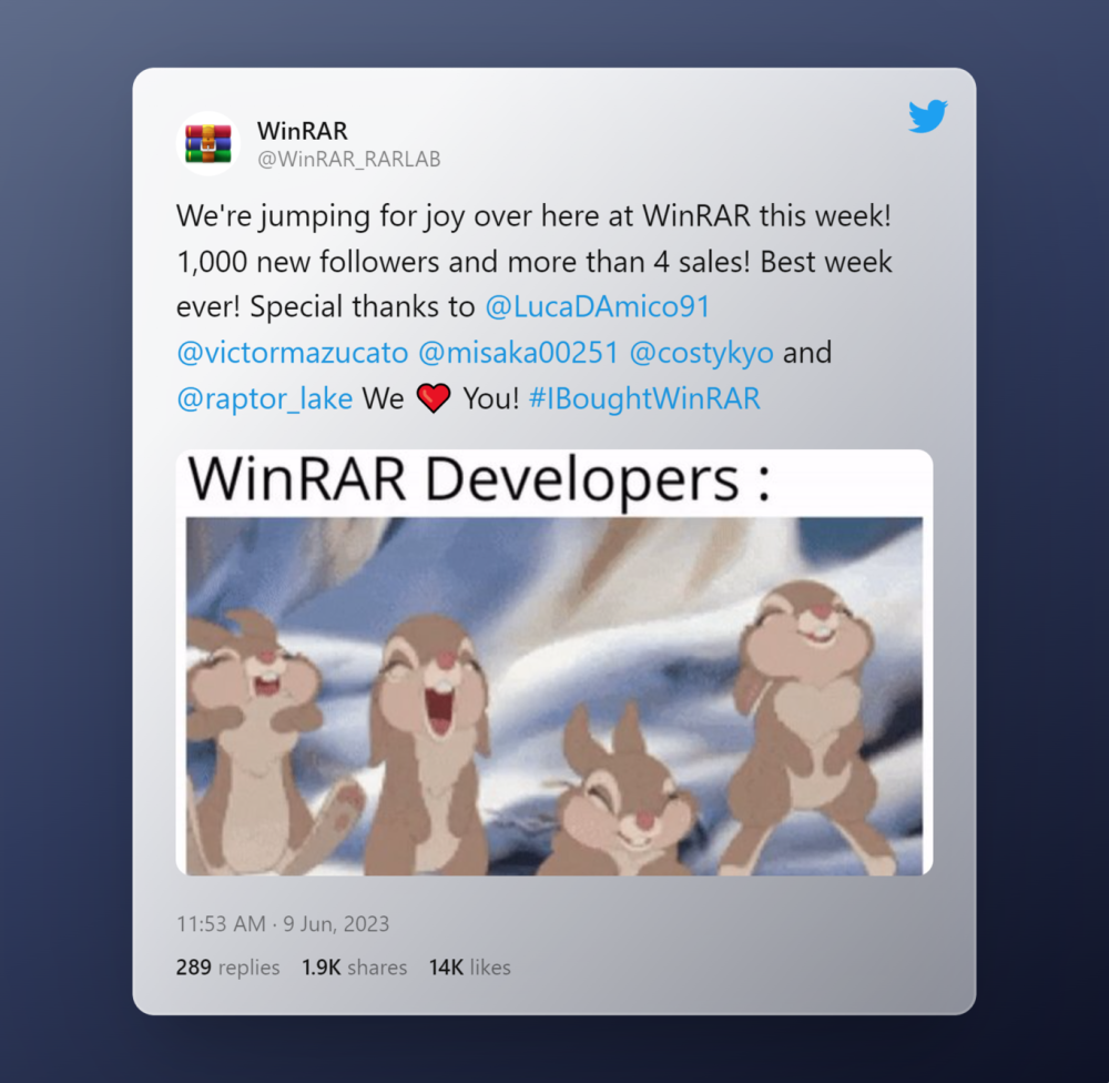 Winrar vive la mejor semana de su historia