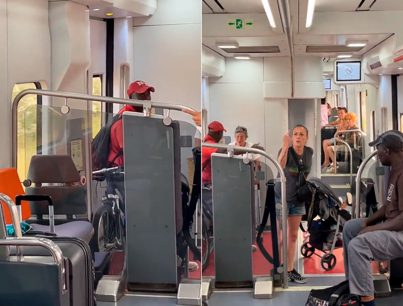 "Acabamos de ver a una tia acosar a un hombre africano y nos hemos levantado todos a defenderle"