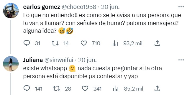 "El terror que le tenemos los jóvenes de ahora a que alguien nos llame por teléfono sin habernos avisado".