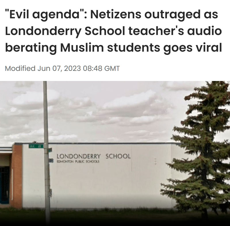 La Escuela Londonderry de Canadá se ha vuelto viral después de que una profesora reprendiera a los estudiantes musulmanes por saltarse los eventos del Orgullo LGBTQ de la institución
