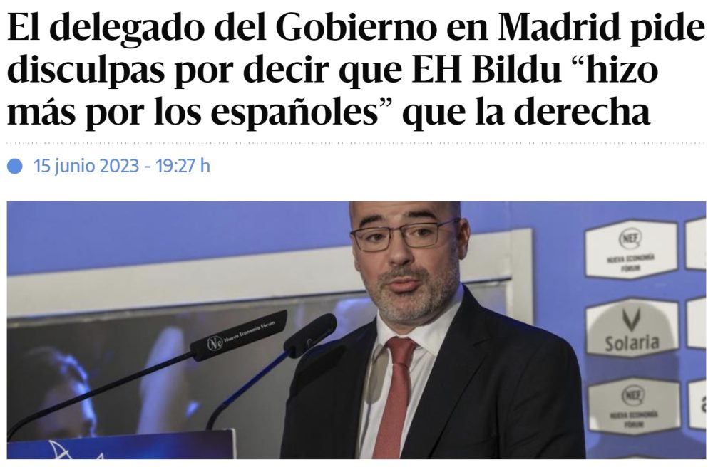 El delegado del Gobierno en Madrid, el socialista Francisco Martín, sobre EH Bildu: "Han hecho más por España que esos supuestos patrioteros de pulsera"