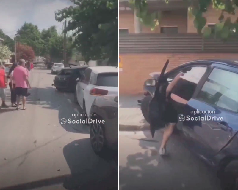 Un conductor choca contra un taxi, 6 coches aparcados y 2 motos y se da a la fuga (Castelldefels, Barcelona)