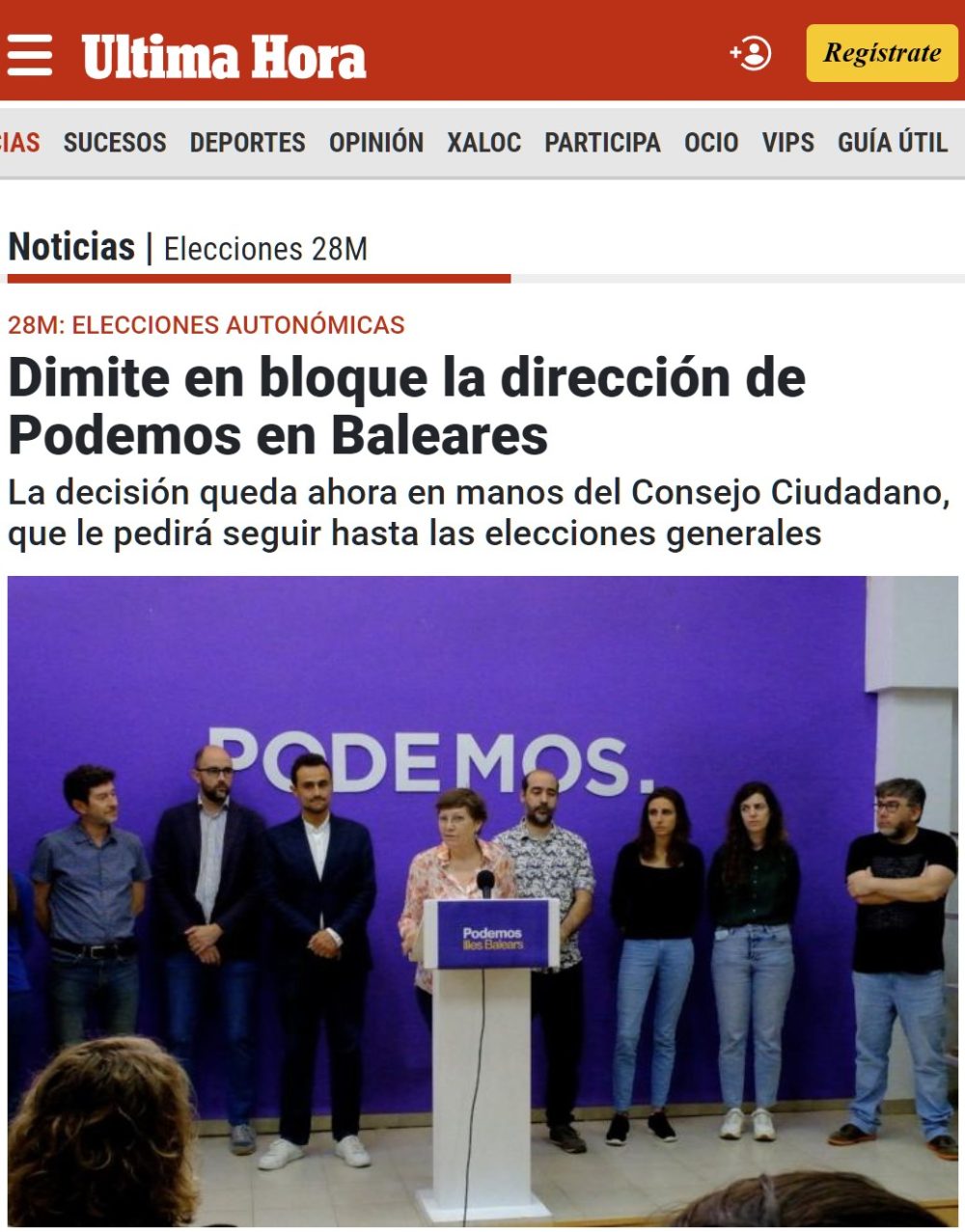 Dimite la dirección de Podemos Baleares