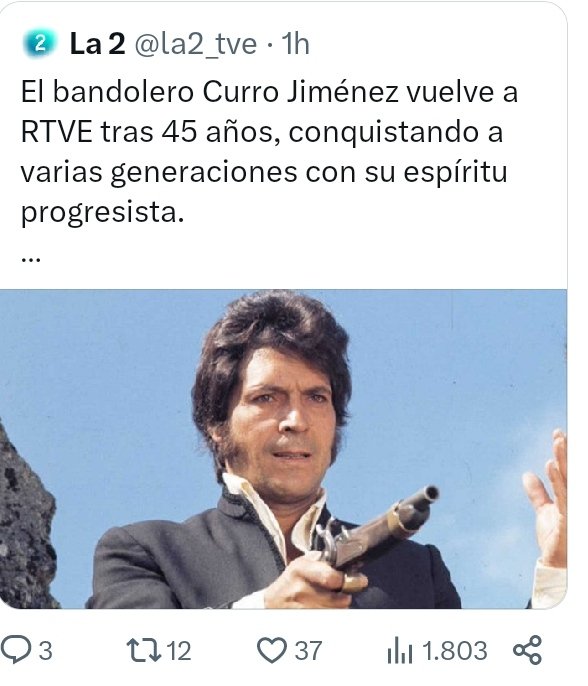 La 2, el espíritu progresista de curro Jiménez, el robo a mano armada.