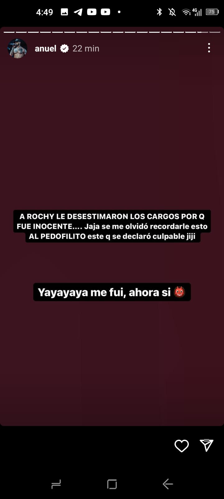 Anuel, Yailin y 6ix9ine son 3 regatoneros que están picados y llevan unas horas subiendo unas stories a Instagram que harían llorar a Pérez Reverte