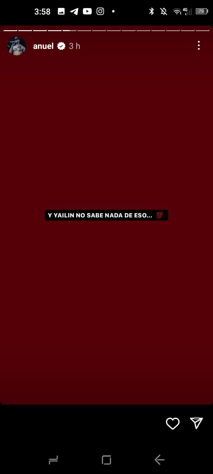 Anuel, Yailin y 6ix9ine son 3 regatoneros que están picados y llevan unas horas subiendo unas stories a Instagram que harían llorar a Pérez Reverte