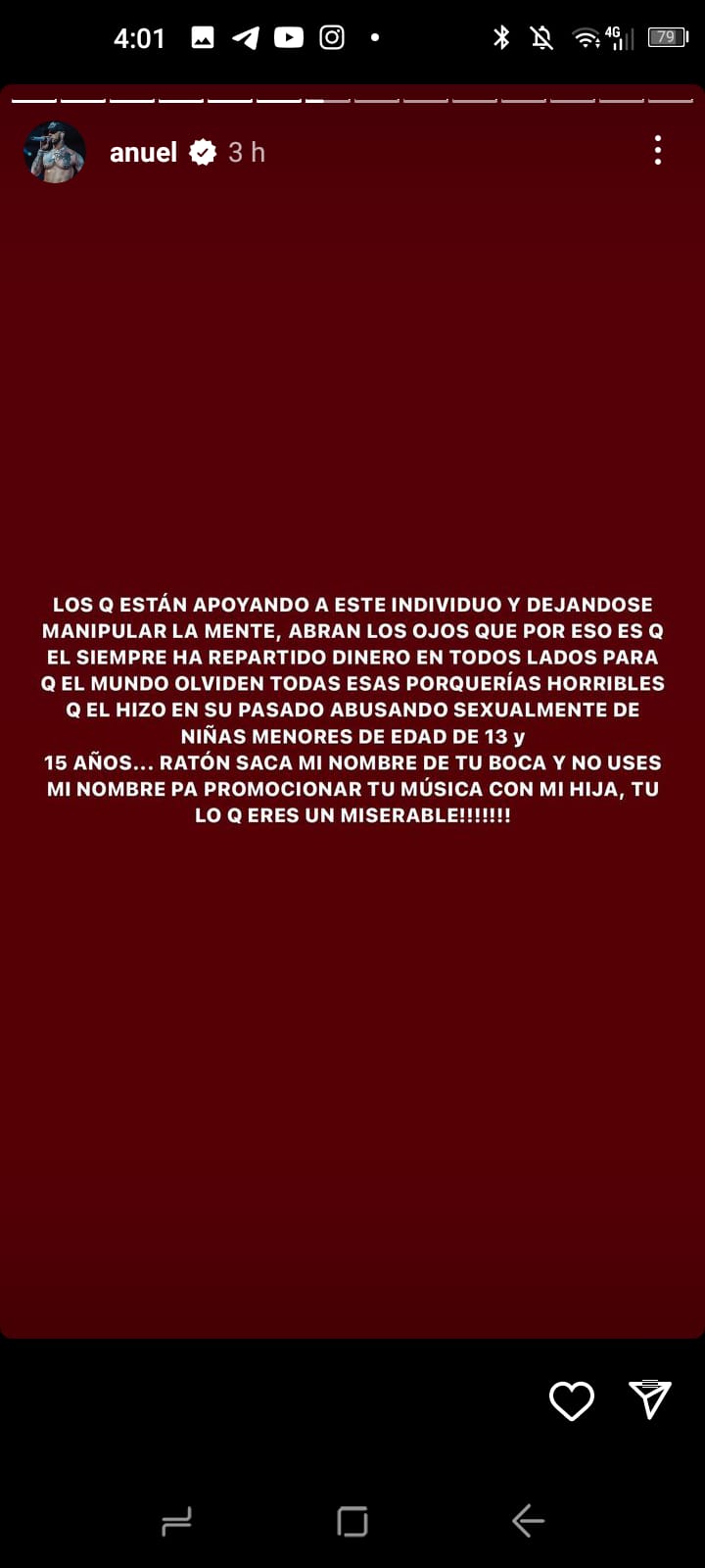 Anuel, Yailin y 6ix9ine son 3 regatoneros que están picados y llevan unas horas subiendo unas stories a Instagram que harían llorar a Pérez Reverte