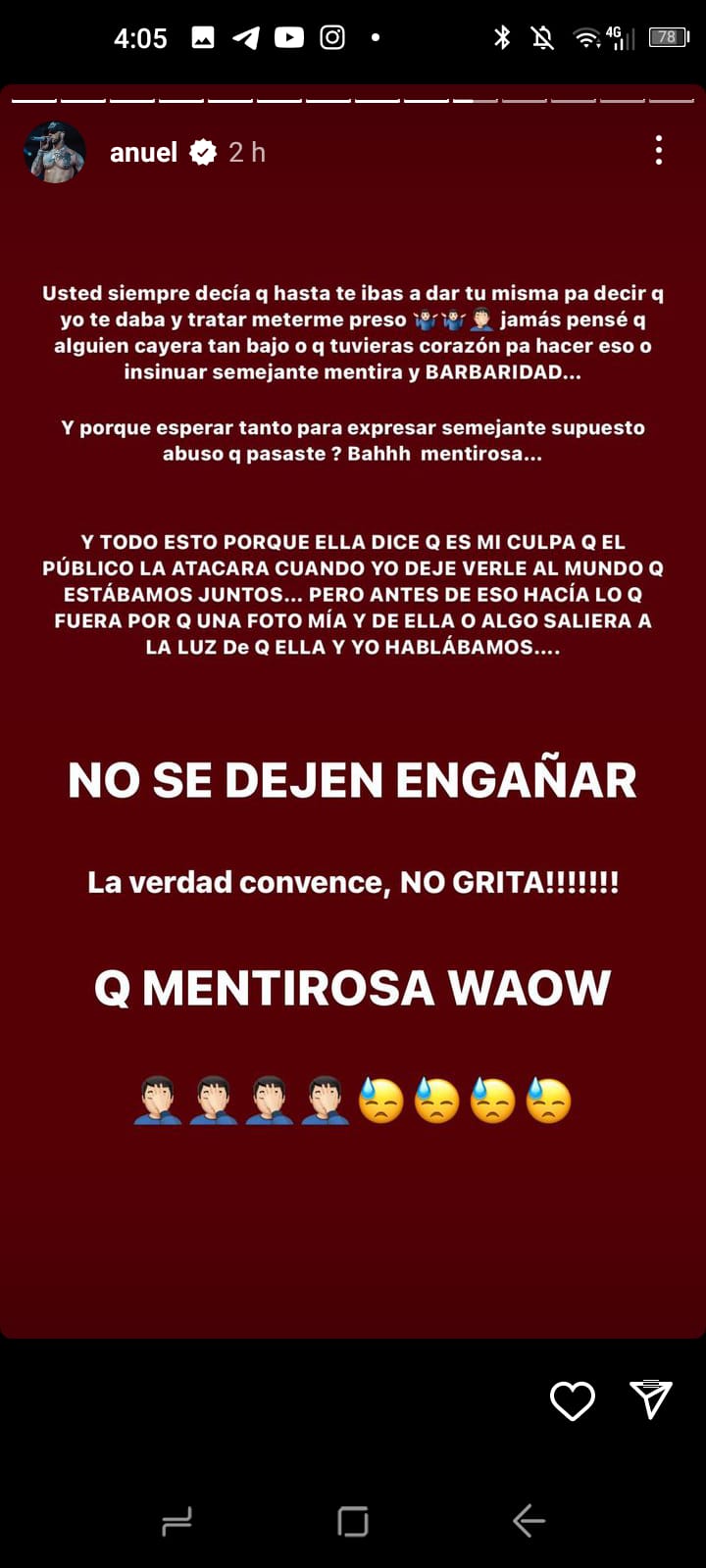 Anuel, Yailin y 6ix9ine son 3 regatoneros que están picados y llevan unas horas subiendo unas stories a Instagram que harían llorar a Pérez Reverte