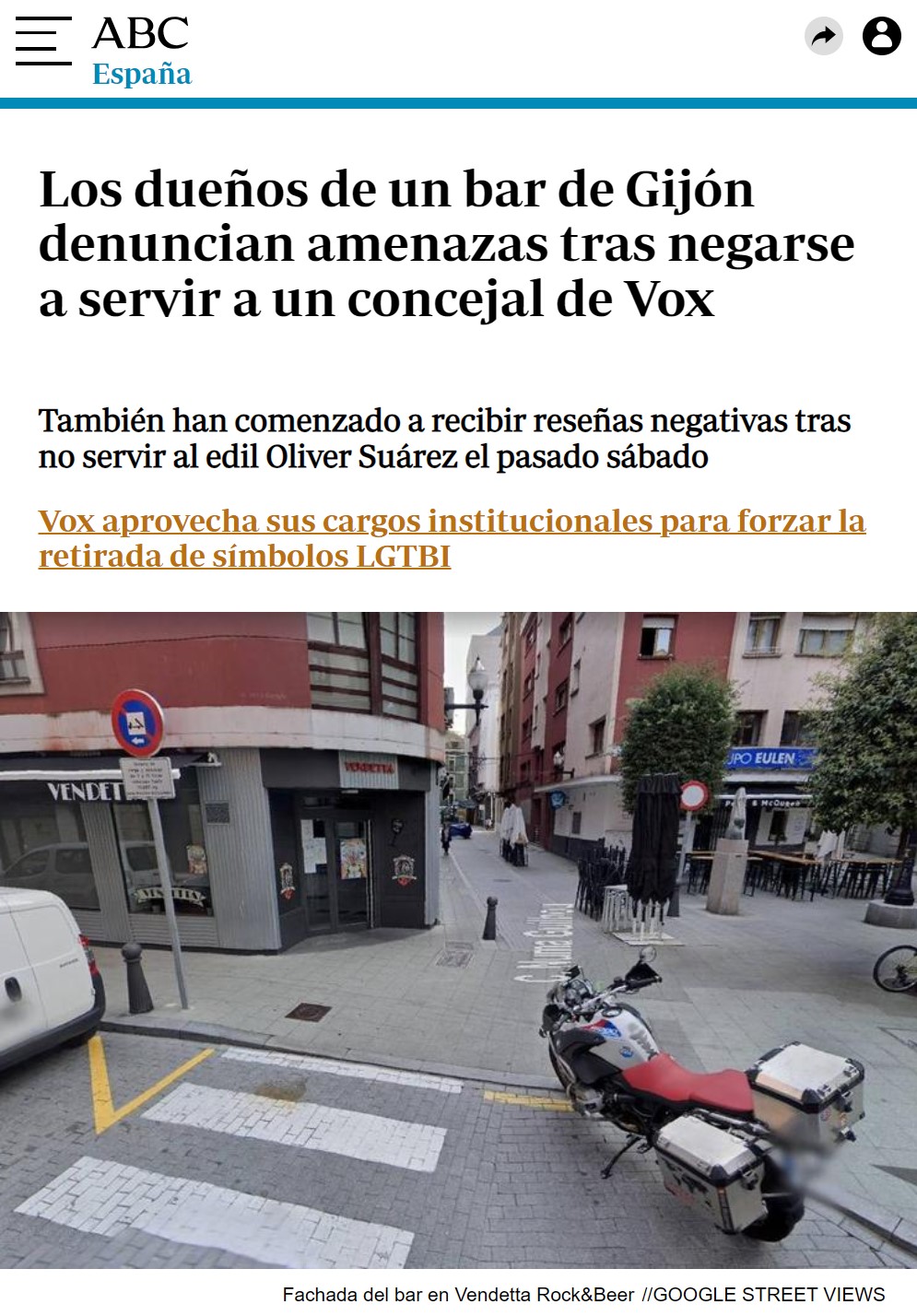 Un bar de Gijón se niega a servir a un edil de VOX