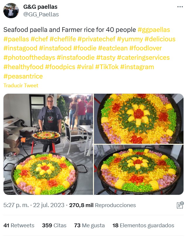 "Paella de pescado para 40 personas"