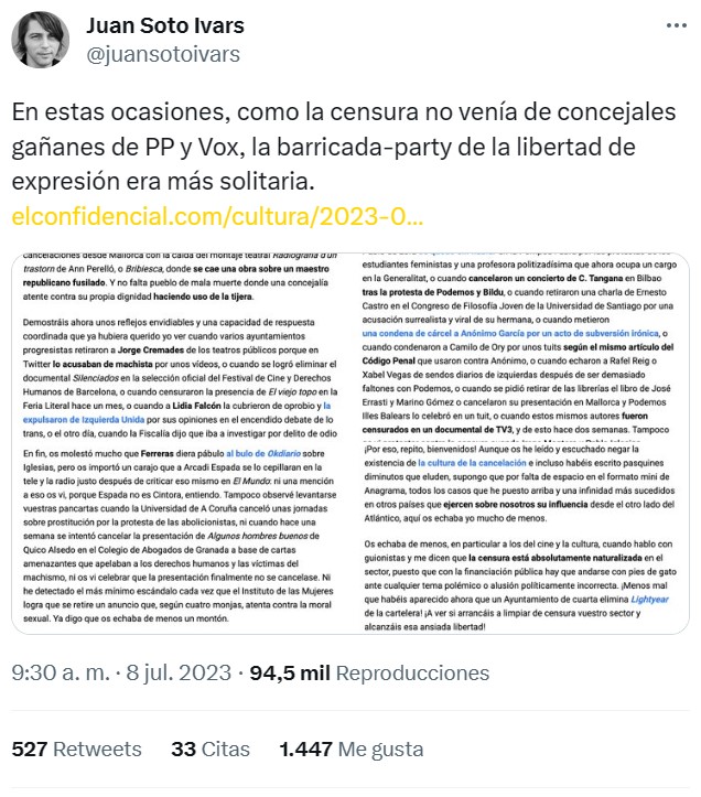 Y mágicamente, JUSTO AHORA, llegan las campañas contra la censura