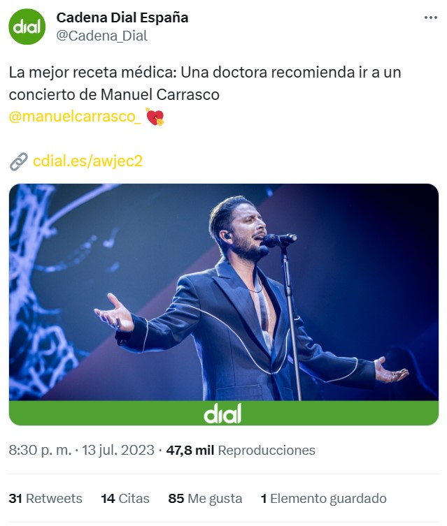 Una doctora receta "ir a un concierto de Manuel Carrasco"