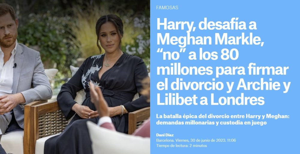 Meghan Markle exige 80 millones de euros a Harry para firmar el divorcio.