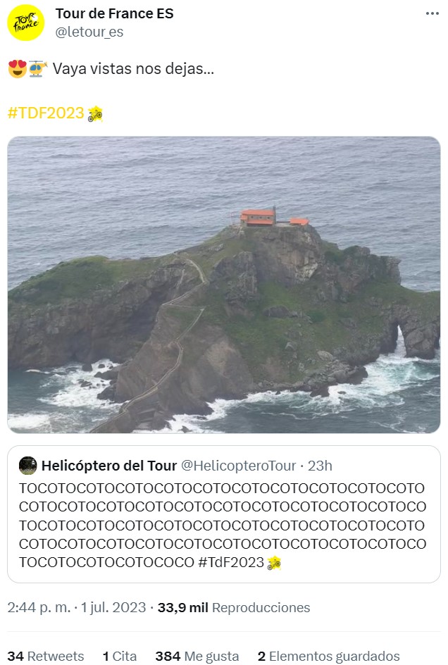 El helicóptero del Tour tiene cuenta de Twitter