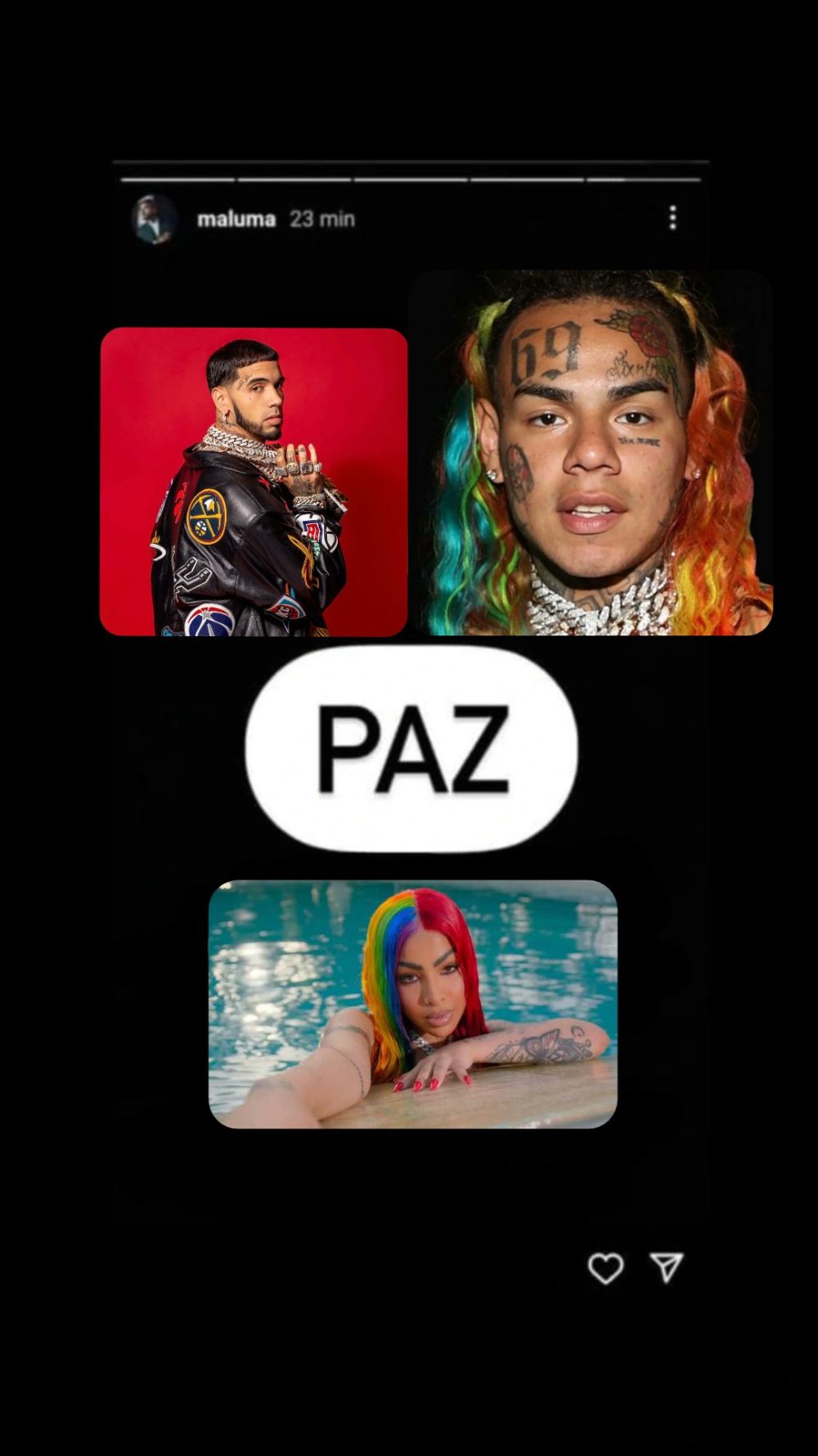 Anuel, Yailin y 6ix9ine son 3 regatoneros que están picados y llevan unas horas subiendo unas stories a Instagram que harían llorar a Pérez Reverte
