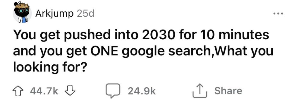 Viajas a 2030 por 10 minutos y solo puedes hacer una búsqueda en Google ¿Qué buscarías?