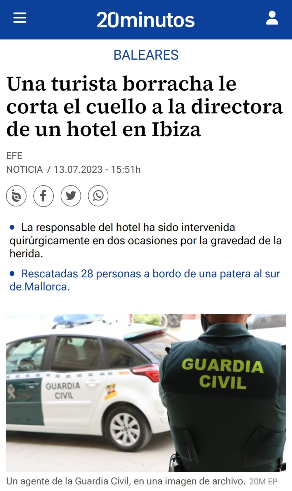 Le piden que pague una factura, y ella responde cortándole el cuello a la directora del hotel.