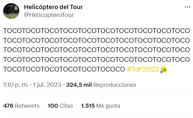 El helicóptero del Tour tiene cuenta de Twitter