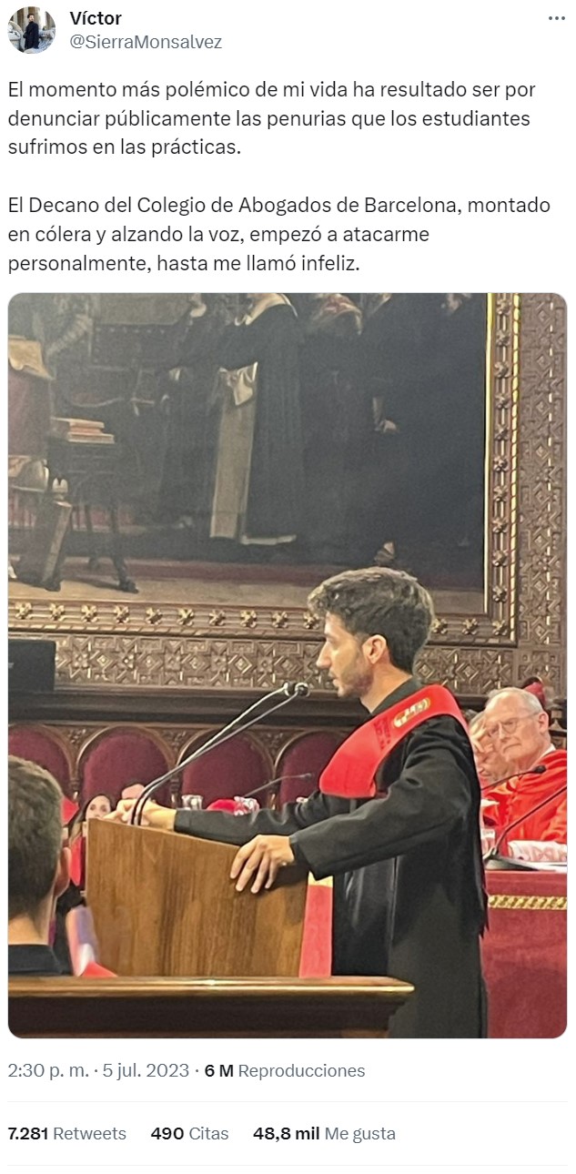 "El momento más polémico de mi vida ha resultado ser por denunciar públicamente las penurias que los estudiantes sufrimos en las prácticas"