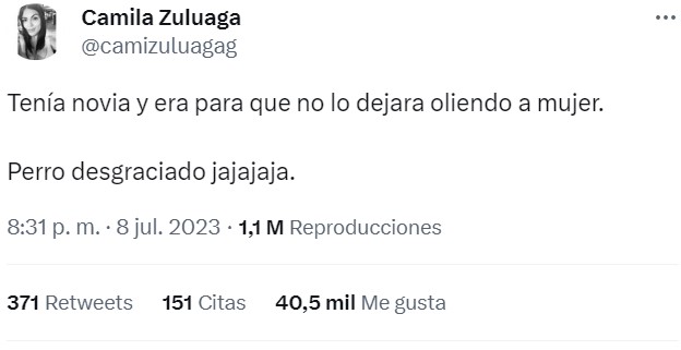 "No te eches perfume, que me marea"