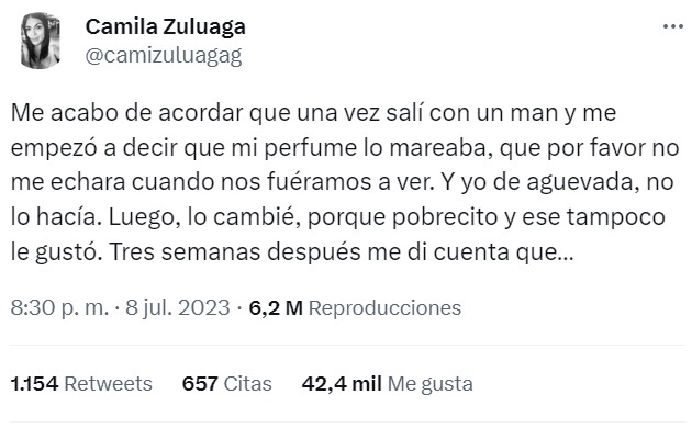 "No te eches perfume, que me marea"