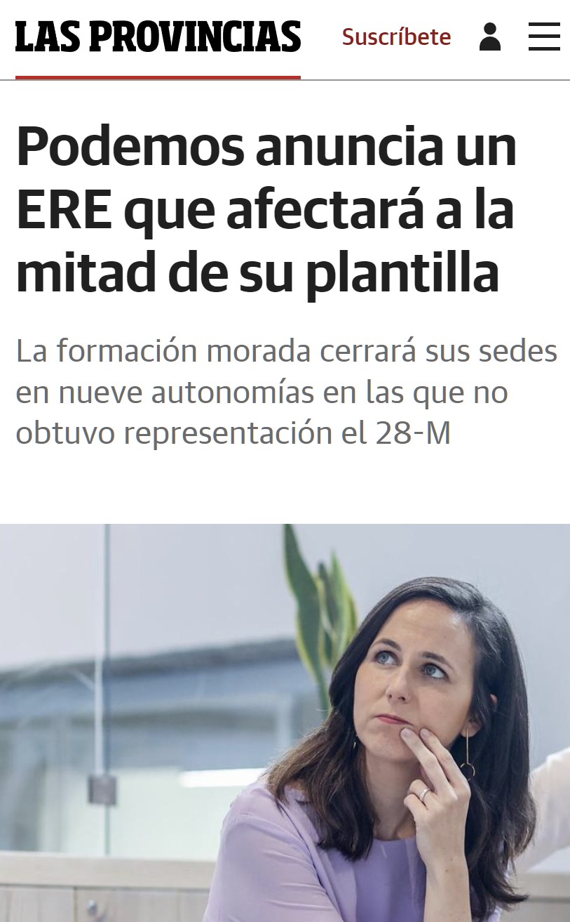 Podemos anuncia un ERE para la mitad de su plantilla