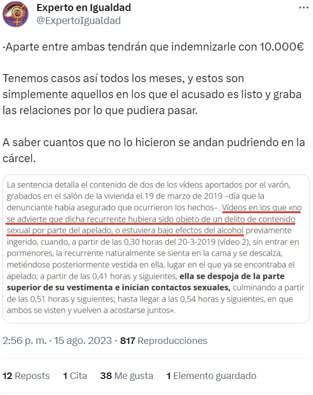 - Lo acusa de vioIación (penado con 12 años de cárcel)