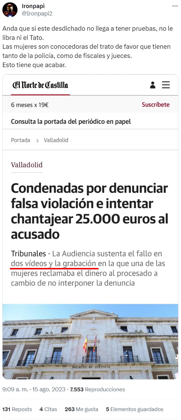 - Lo acusa de vioIación (penado con 12 años de cárcel)