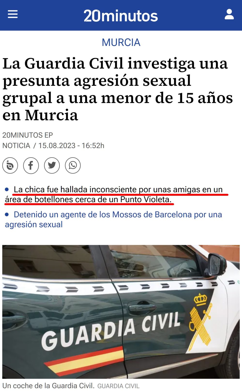 Encuentran a una chica inconsciente cerca de un punto violeta