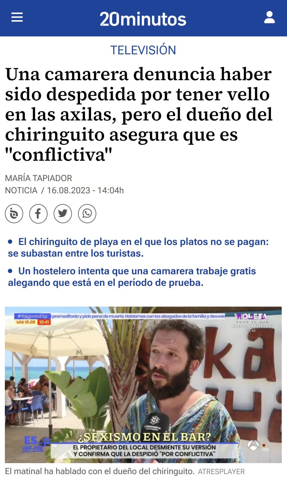 Una Camarera Denuncia Que Ha Sido Despedida Por Tener Pelos En Las Axilas