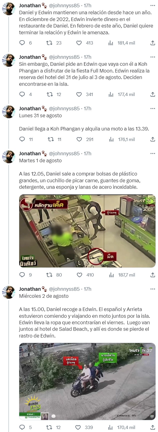 Daniel Sancho: "Estoy bien. La policía me trata muy bien"