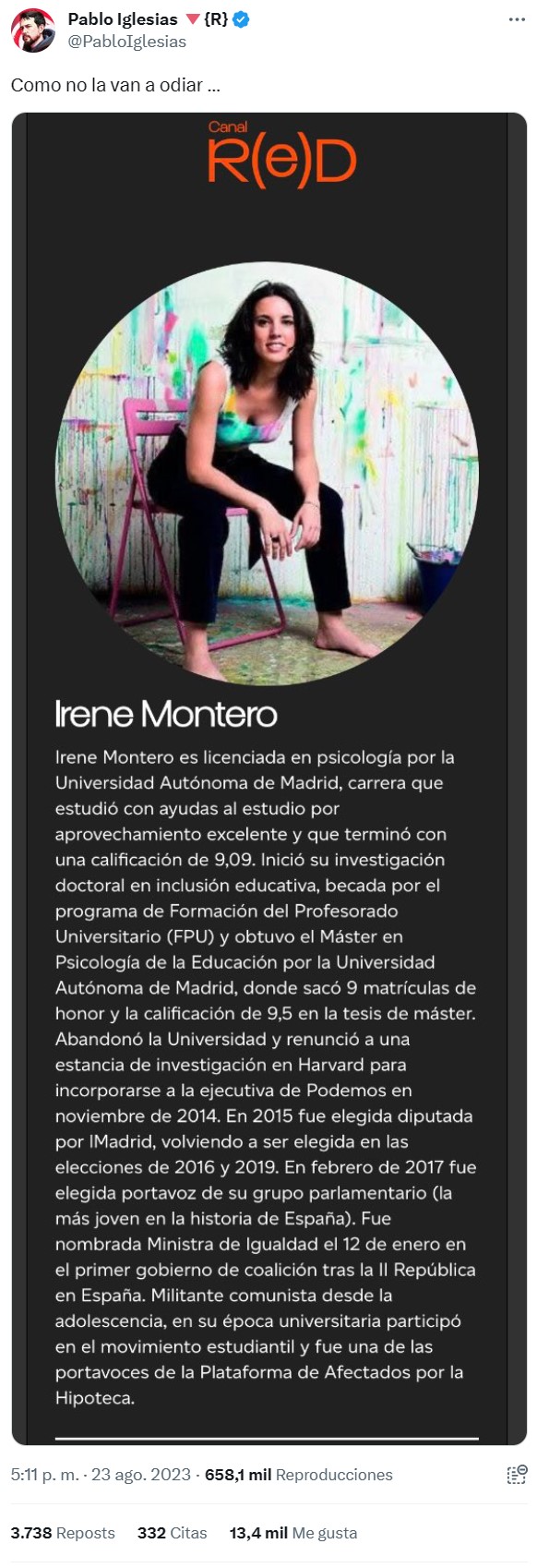 Qué mala suerte tiene Irene Montero...