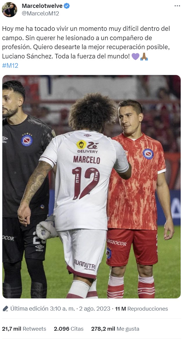 Marcelo lesiona catastróficamente a Luciano Sánchez