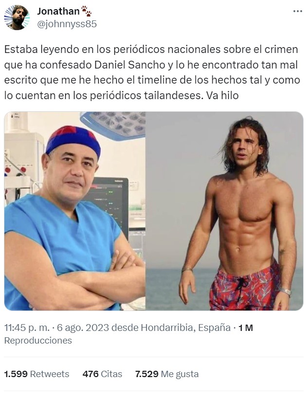 Daniel Sancho: "Estoy bien. La policía me trata muy bien"