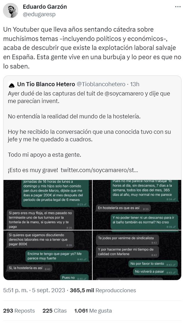 Ayer dudé sobre un abuso laboral que parecía invent, pero esta otra conversación de Whatsapp me ha hecho abrir los ojos