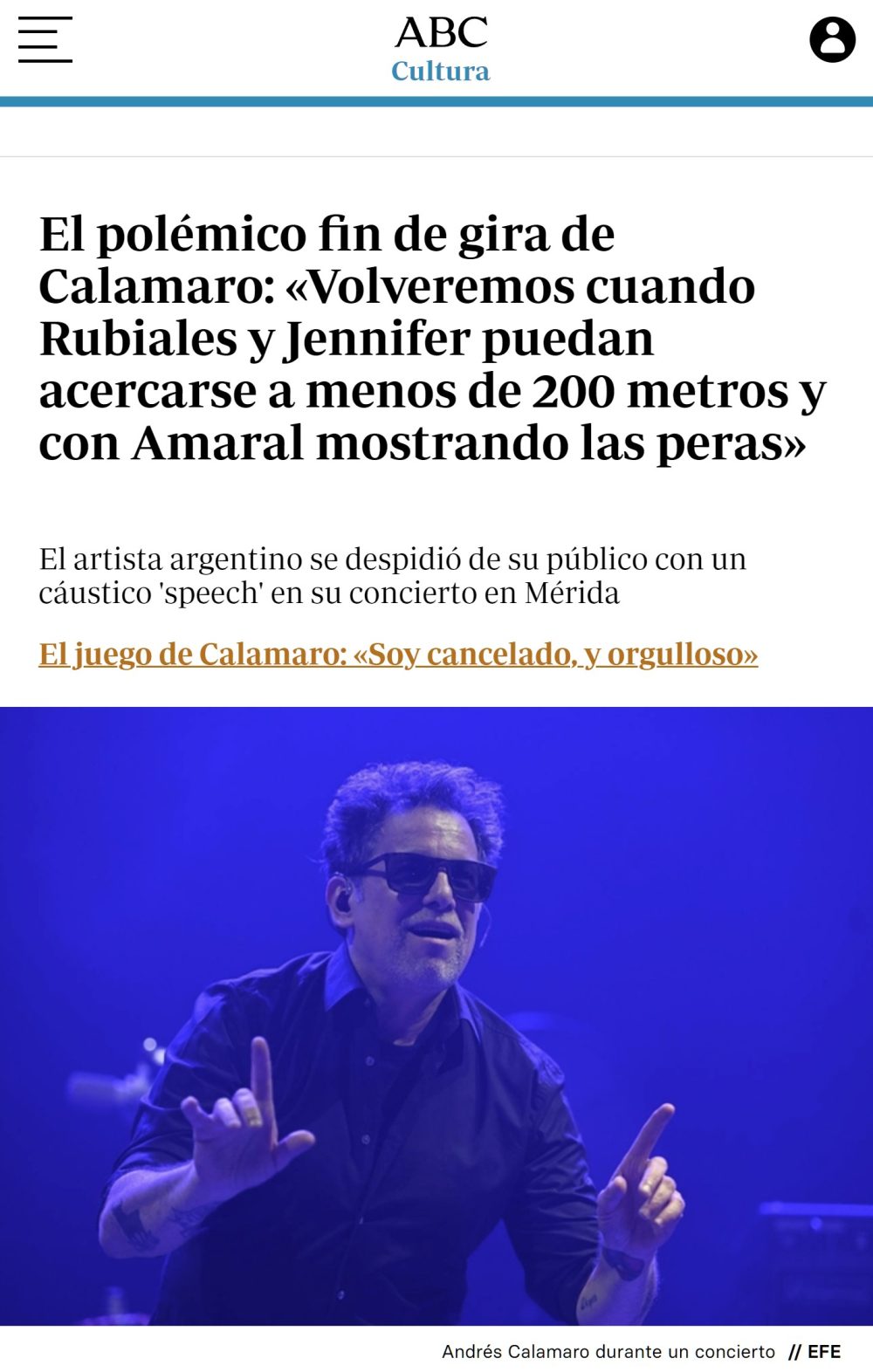Andrés Calamaro se despide de su gira prendiendo fuego a Twitter
