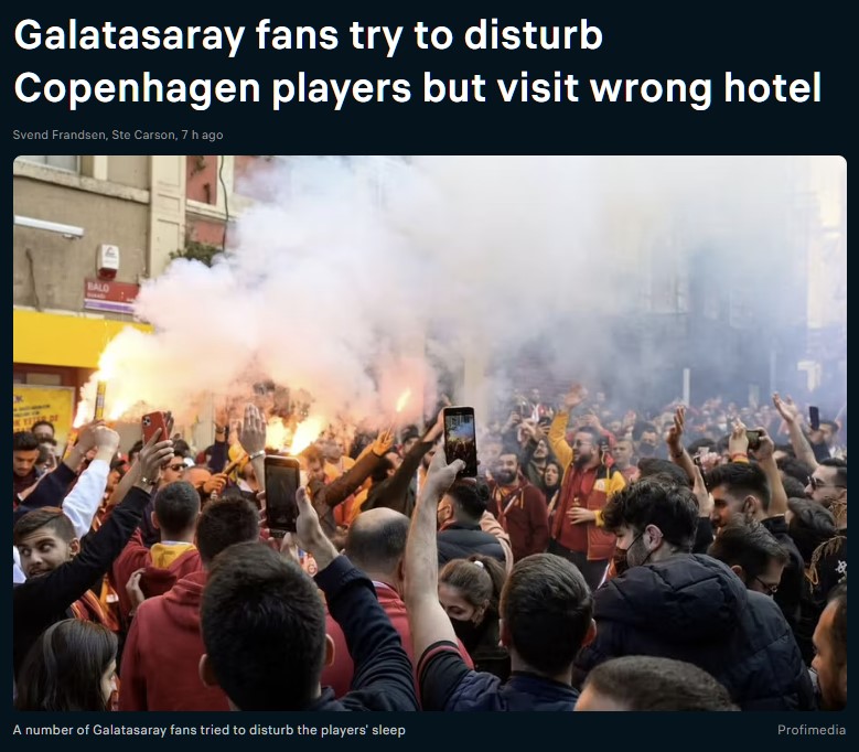 Los aficionados del Galatasaray intentan molestar a los jugadores de Copenhague pero... se confunden de hotel
