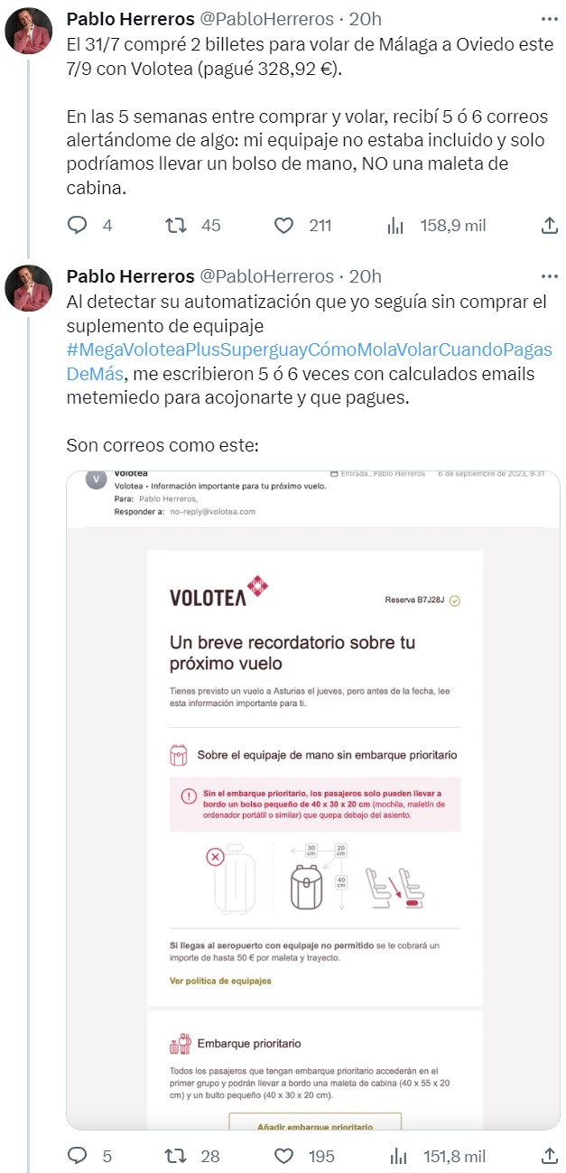¿Te han obligado a pagar por llevar equipaje de mano? Pues... es ilegal